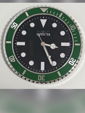 Invicta Green Bezel Wall Clock with Black Dial